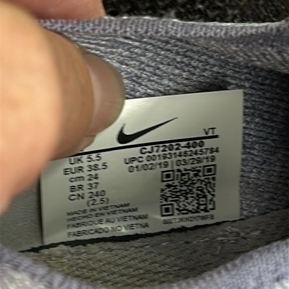 NIKE EPIC PHANTOM REAT FLY KNIT JDI INDIGO FOG RUNNING SHOE BLACK\PURPLE 6YOUTH - Picture 7 of 14